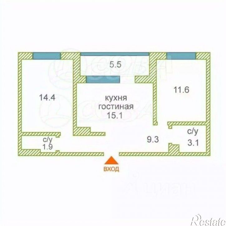 2-комн квартира ул Сергея Свиридова, 11,  д. 11