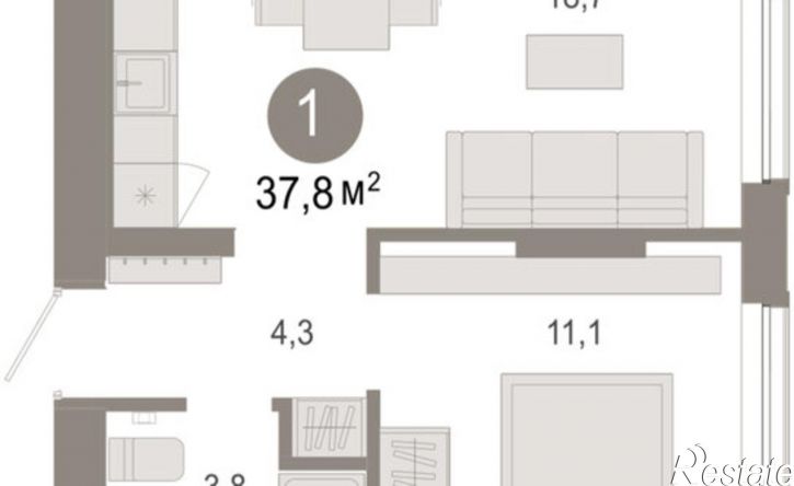 2-комн квартира в новом доме ул Краснооктябрьская, 4 3,  д. 4 3,  к. 3