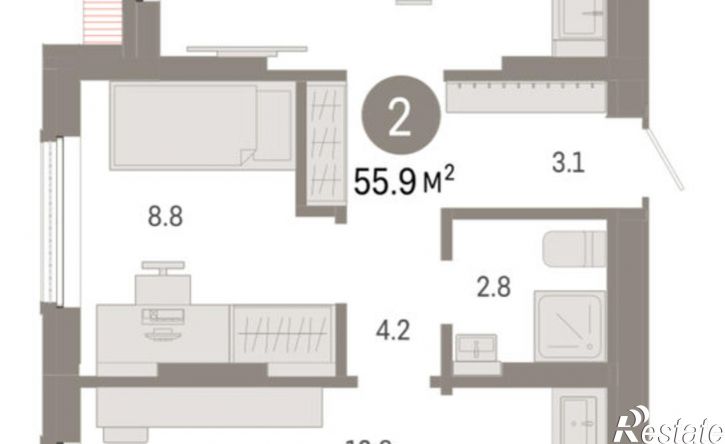 3-комн квартира в новом доме ул Краснооктябрьская, 4 3,  д. 4 3,  к. 3
