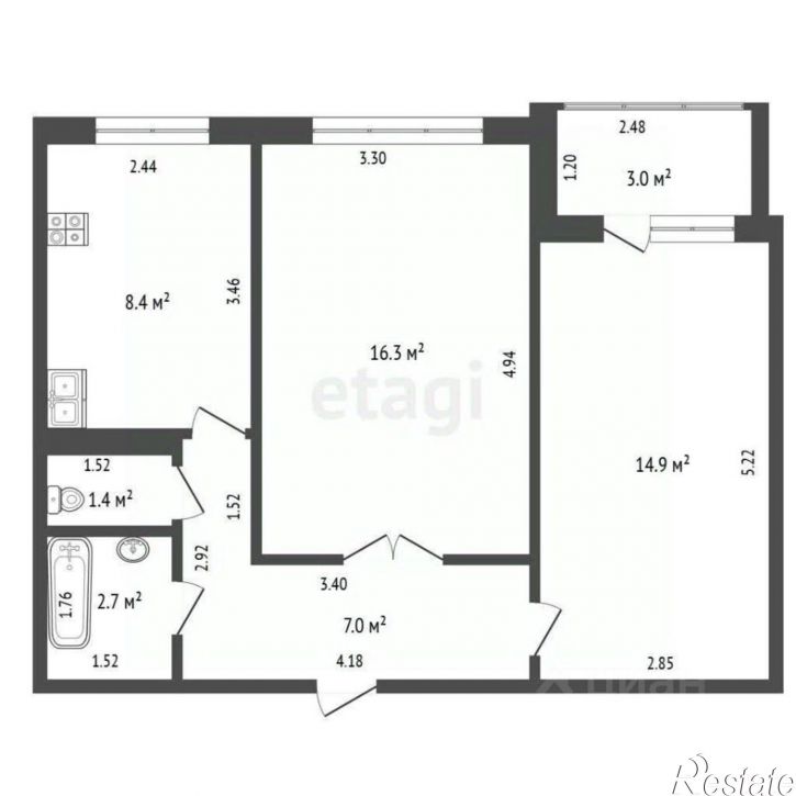 2-комн квартира ул Западносибирская, 12 2,  д. 12 2,  к. 2