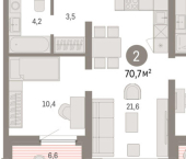 3-комн, 71 кв м, этаж 6/16 ул Мысовская, 26