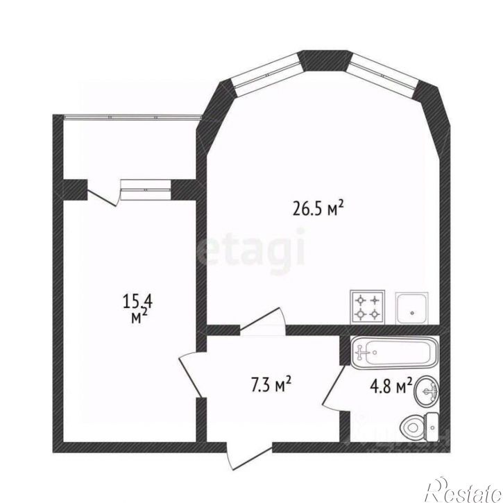 1-комн квартира ул Софьи Ковалевской, 4,  д. 4