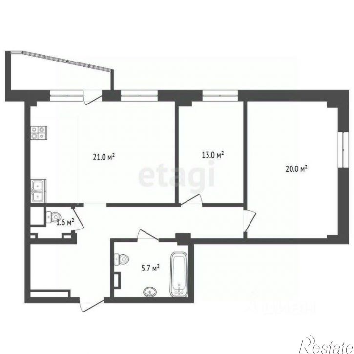 2-комн квартира Заречный пр-д, 39 2,  д. 39 2,  к. 2