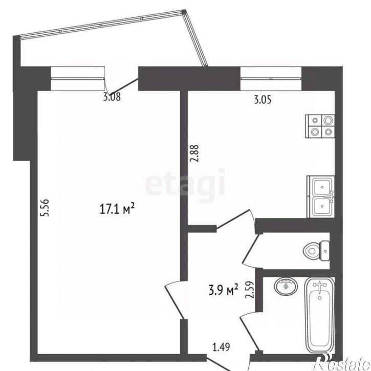 1-комн квартира ул Софьи Ковалевской, 11,  д. 11