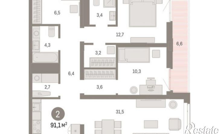 2-комн квартира в новом доме ул Республики, 205/5,  д. 205/5