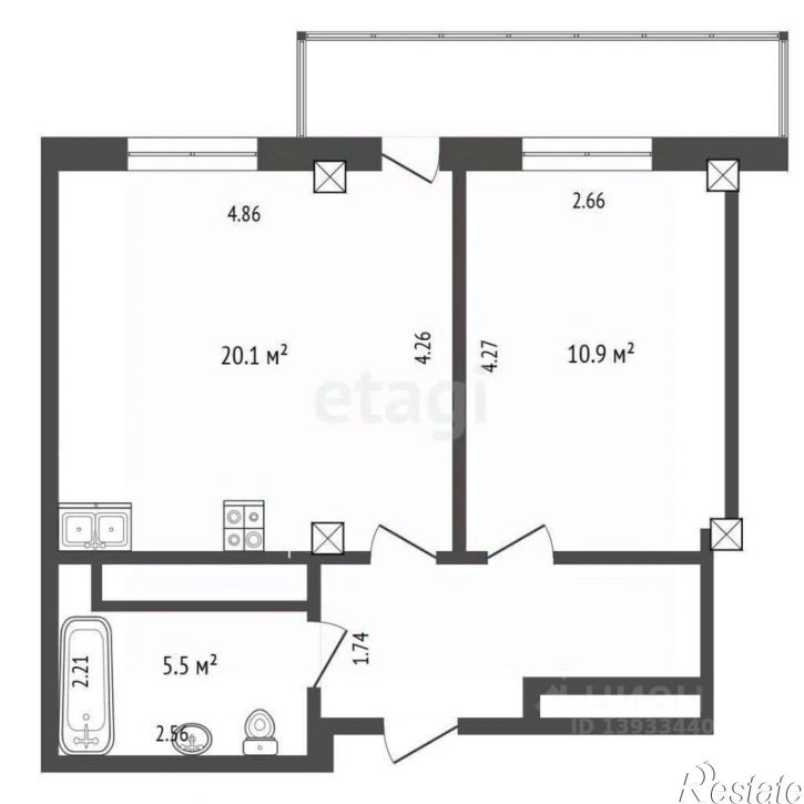 1-комн квартира ул Константина Посьета, 16,  д. 16