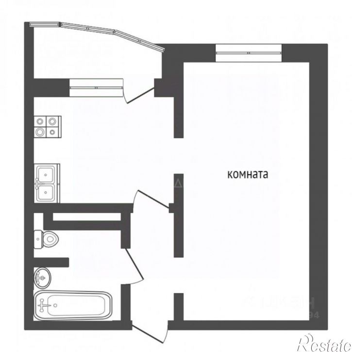 1-комн квартира ул Федюнинского, 58 1,  д. 58 1,  к. 1