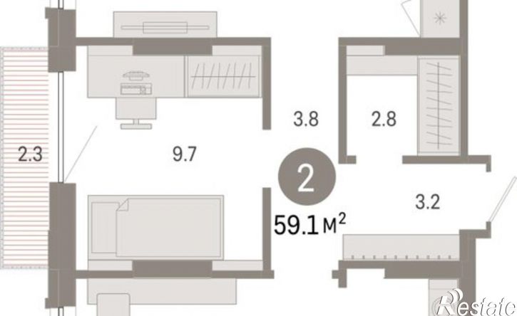 2-комн квартира в новом доме ул Краснооктябрьская, 4 3,  д. 4 3,  к. 3