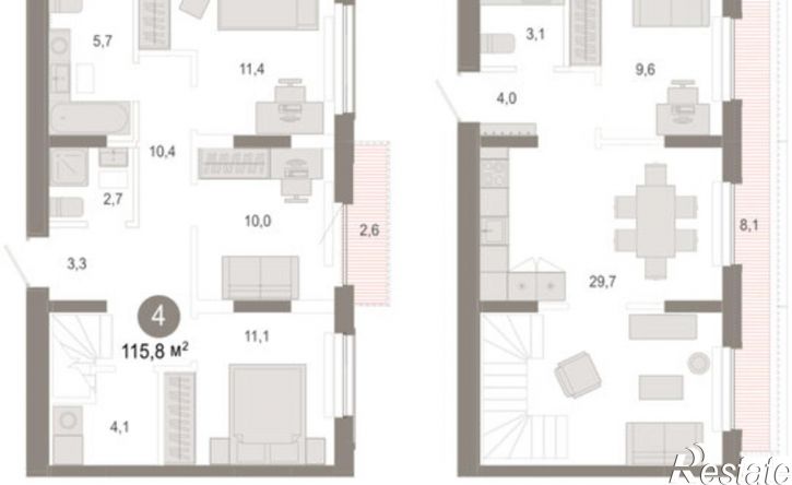 4-комн квартира в новом доме ул Краснооктябрьская, 4 3,  д. 4 3,  к. 3