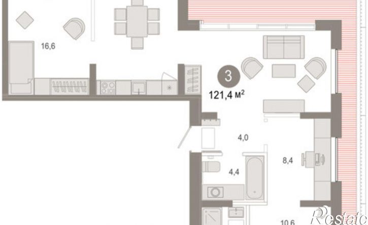3-комн квартира в новом доме ул Краснооктябрьская, 4 3,  д. 4 3,  к. 3