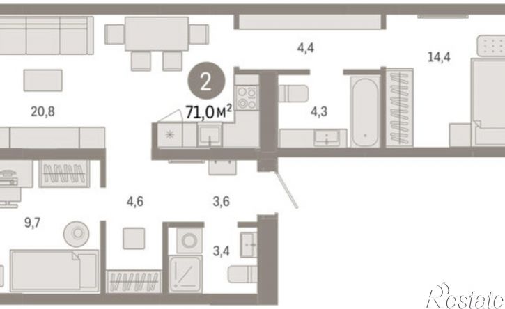 3-комн квартира в новом доме ул Республики, 205/5,  д. 205/5
