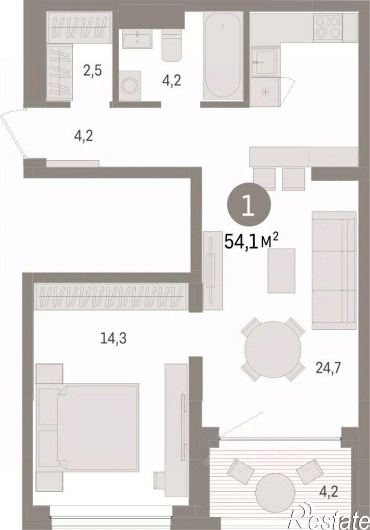 1-комн квартира в новом доме ул Урайская, 59,  д. 59