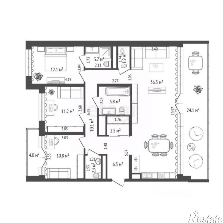 3-комн квартира ул Виктора Тимофеева, 10,  д. 10