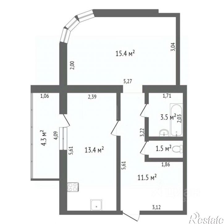 1-комн квартира ул Пролетарская, 109,  д. 109