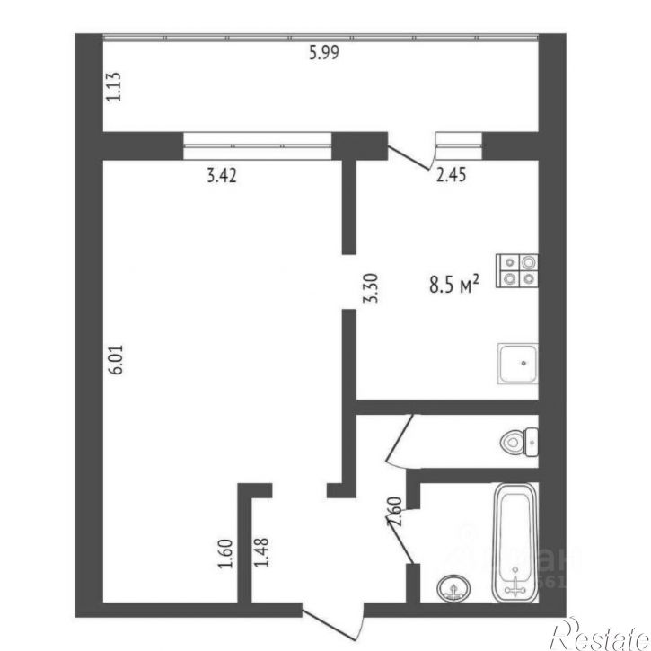 1-комн квартира ул Профсоюзная, 13,  д. 13