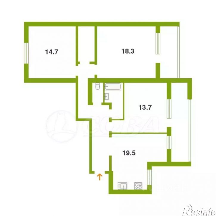 3-комн квартира ул Елизарова, 8,  д. 8