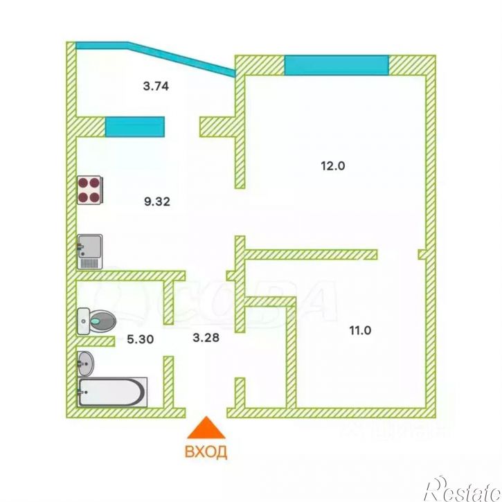 1-комн квартира ул Федюнинского, 58 1,  д. 58 1,  к. 1