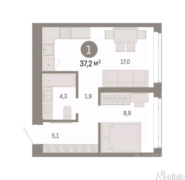 2-комн квартира в новом доме ул Республики, 205/5,  д. 205/5