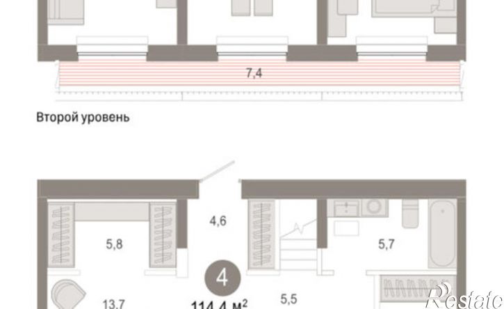 4-комн квартира в новом доме ул Краснооктябрьская, 4 3,  д. 4 3,  к. 3