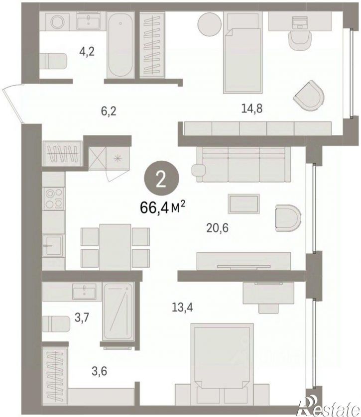 3-комн квартира в новом доме ул Мысовская, 26,  д. 26