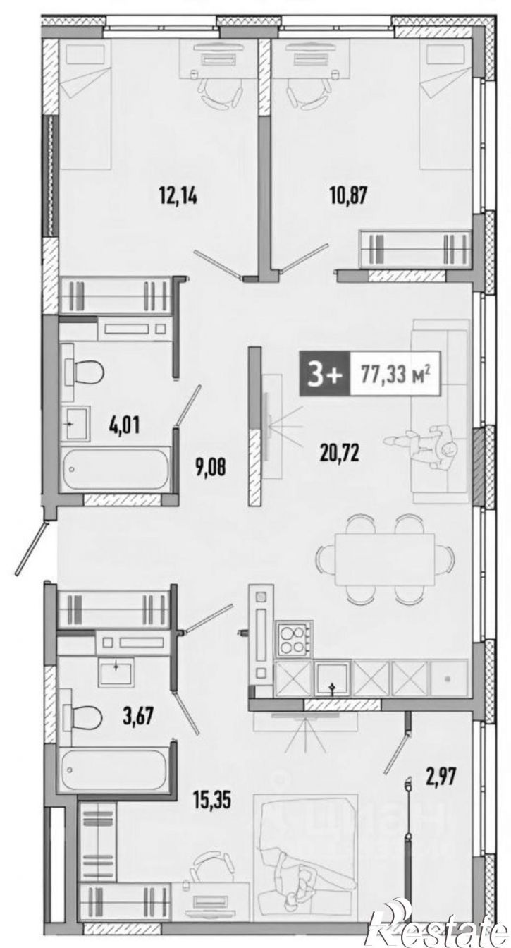 3-комн квартира ул Анатолия Клиндюка, 6,  д. 6