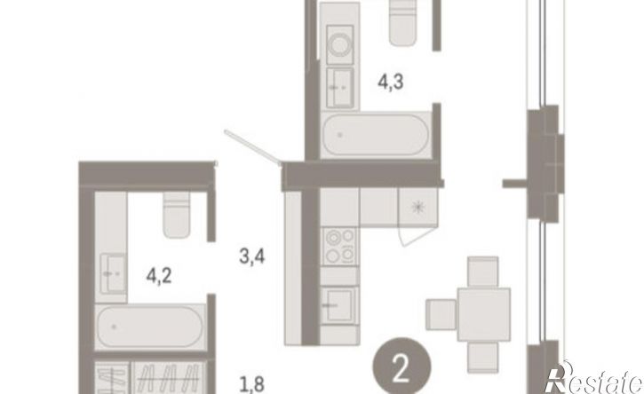 2-комн квартира в новом доме Тюмень, улица Павла Фитина, 5