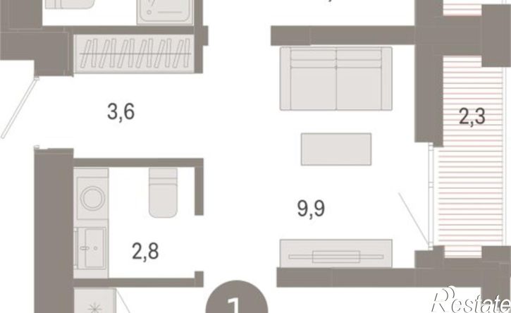 1-комн квартира в новом доме Тюмень, улица Республики, 205к3