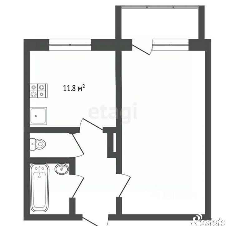 1-комн квартира ул Мельничная, 24,  д. 24