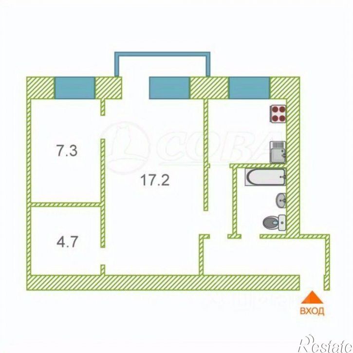 2-комн квартира ул Севастопольская, 35,  д. 35