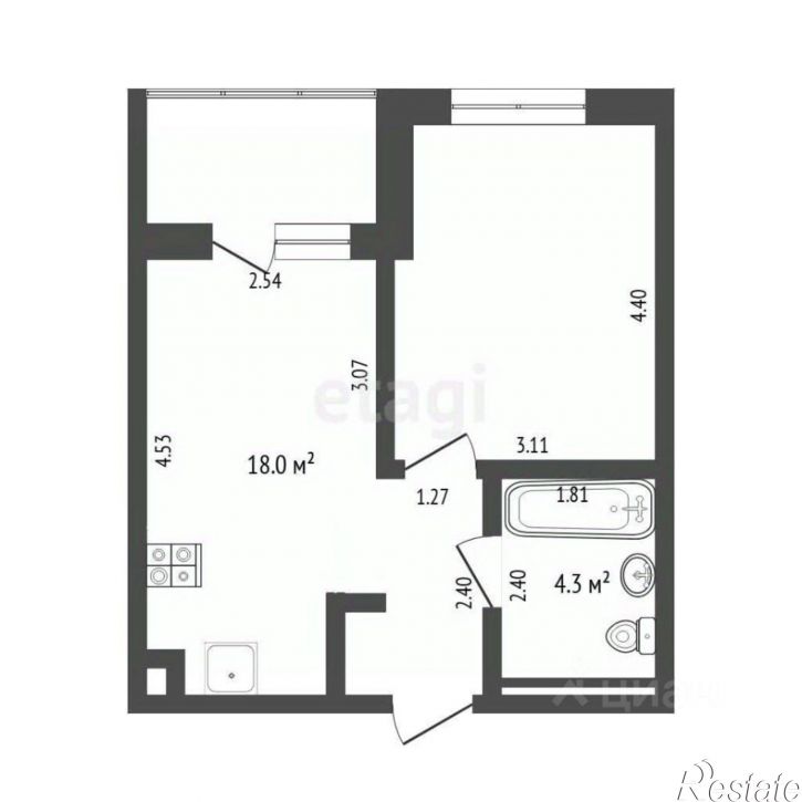 1-комн квартира ул Владимира Бахарева, 3 1,  д. 3 1,  к. 1