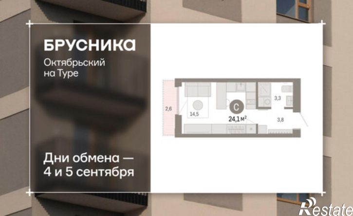 1-комн квартира ул Краснооктябрьская, 4 3,  д. 4 3,  к. 3