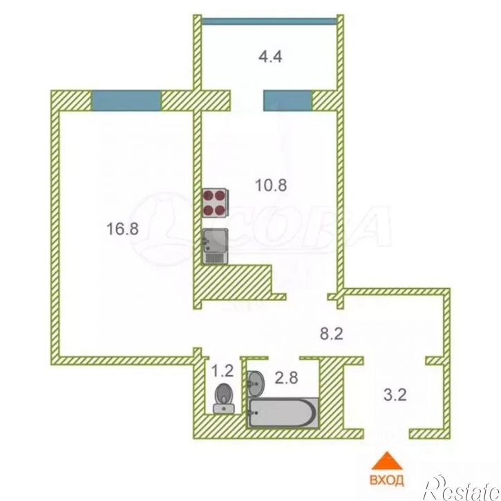 1-комн квартира ул Жуковского, 88 1,  д. 88 1,  к. 1