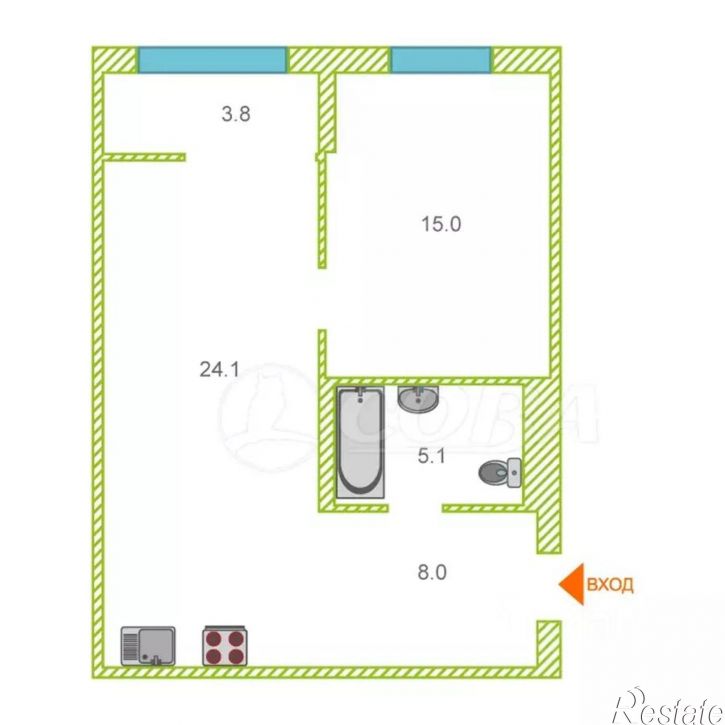 2-комн квартира ул Республики, 205 19,  д. 205 19,  к. 19