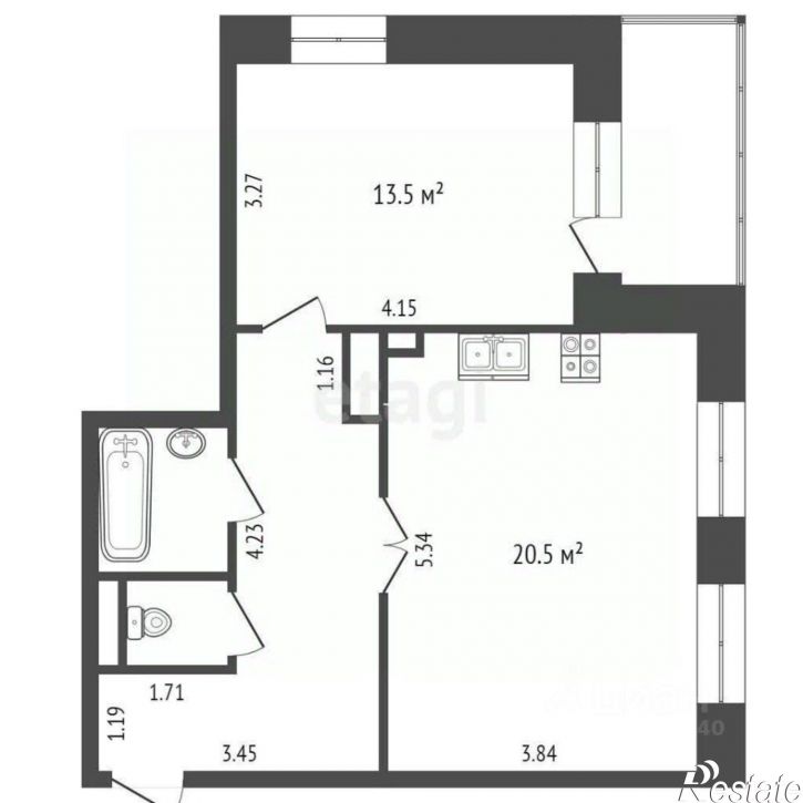 1-комн квартира ул Николая Ростовцева, 27 2,  д. 27 2,  к. 2