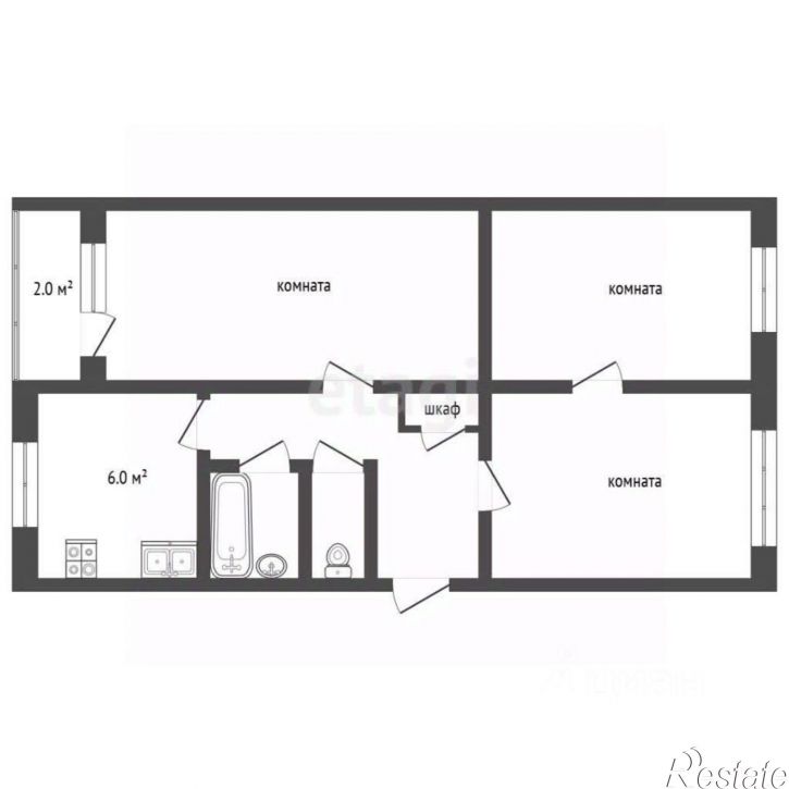 3-комн квартира ул Тульская, 2,  д. 2