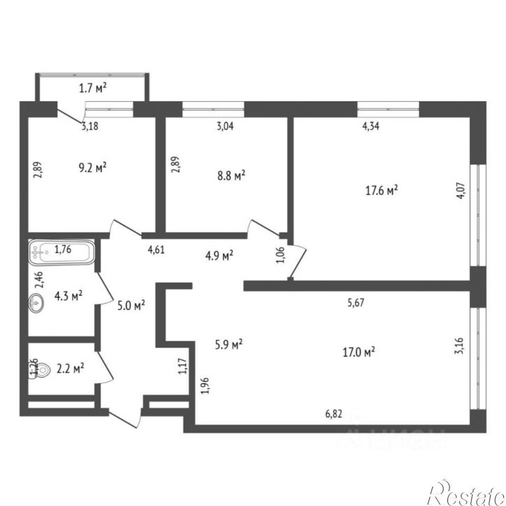 3-комн квартира ул Республики, 205 19,  д. 205 19,  к. 19