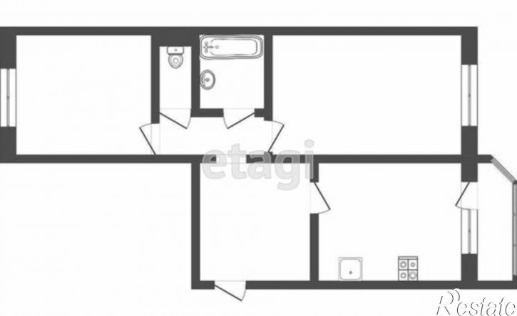2-комн квартира ул Федюнинского, 54 1,  д. 54 1,  к. 1