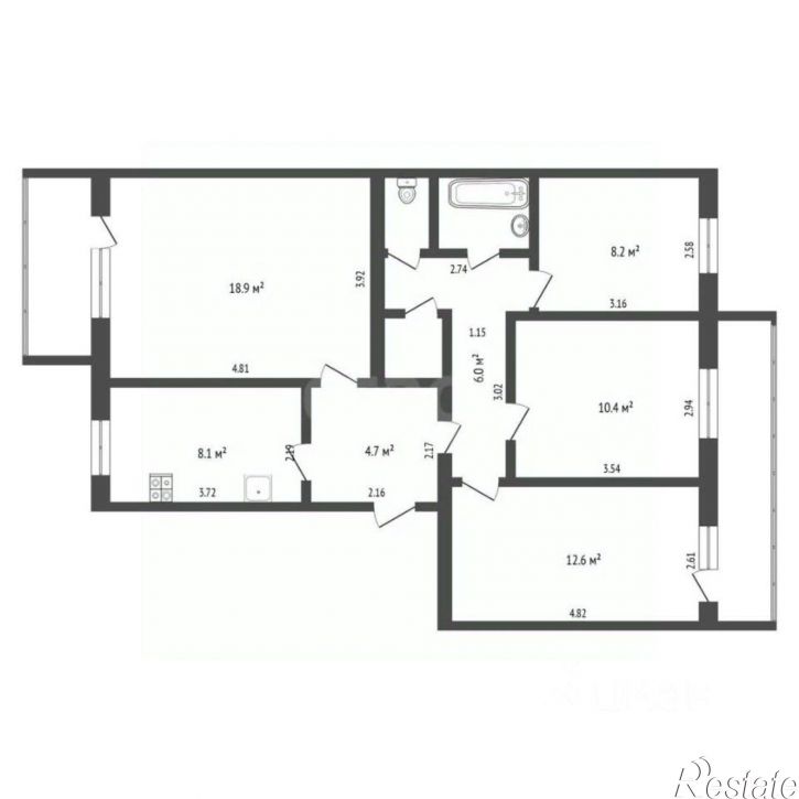 4-комн квартира ул Флотская, 30,  д. 30