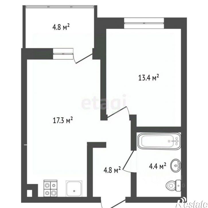 1-комн квартира ул Николая Глебова, 3,  д. 3