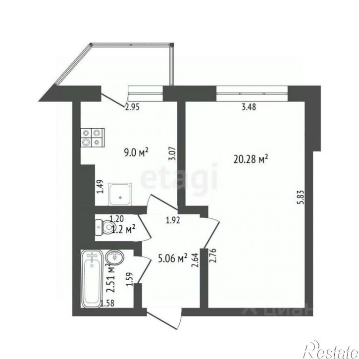 1-комн квартира ул Арктическая, 7 1,  д. 7 1,  к. 1