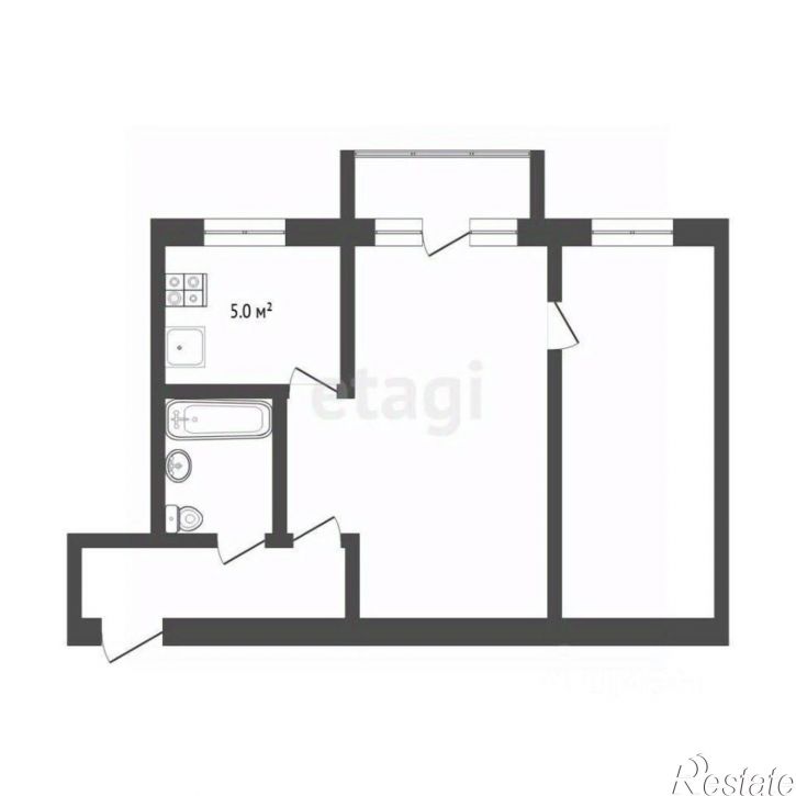 2-комн квартира ул Заводская, 2,  д. 2