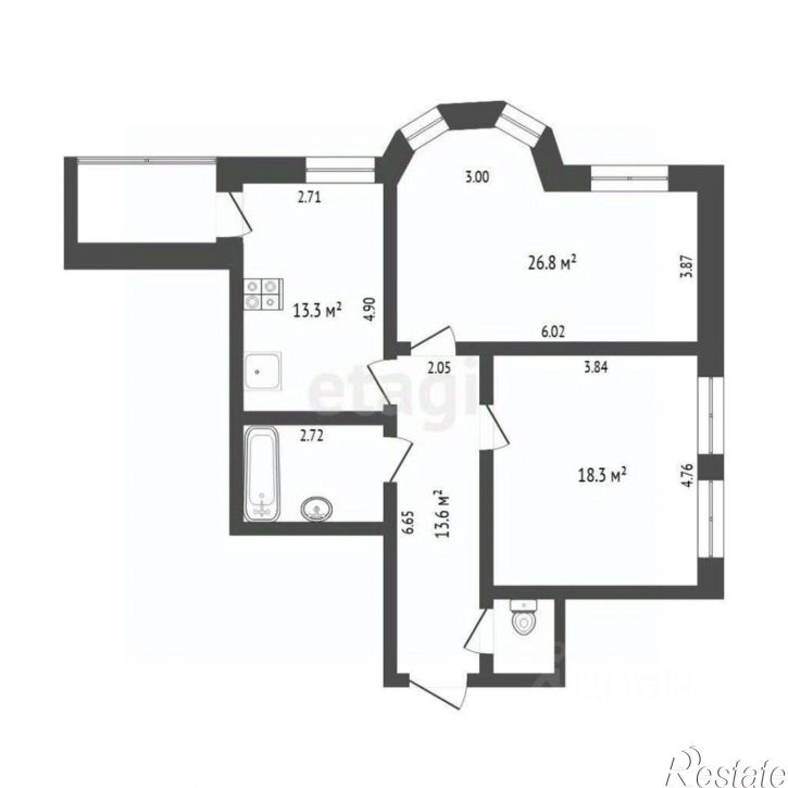 2-комн квартира ул Демьяна Бедного, 83 1,  д. 83 1,  к. 1