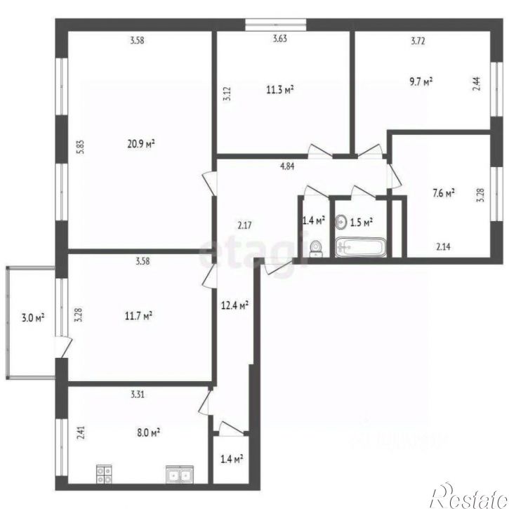 5-комн квартира ул Пермякова, 41,  д. 41
