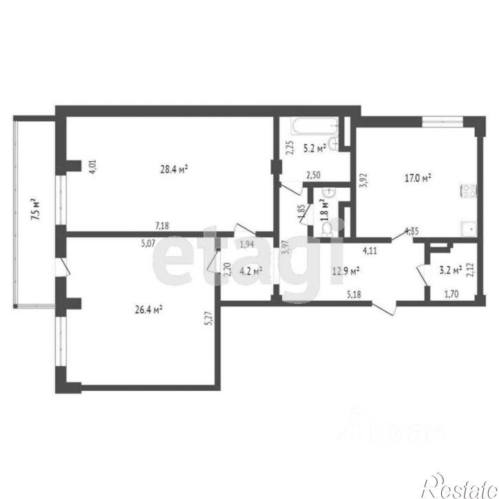 2-комн квартира ул Комсомольская, 75,  д. 75