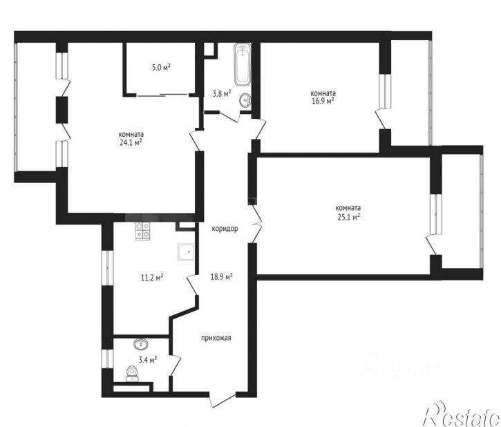 3-комн квартира ул Мельничная, 26,  д. 26