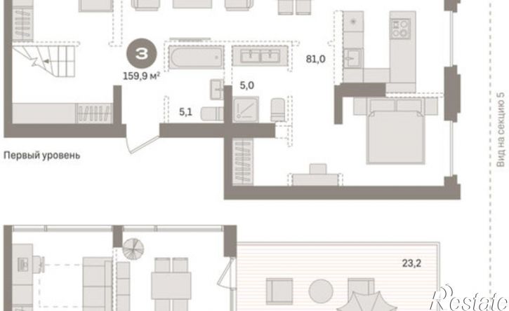 3-комн квартира Причальная улица, 7