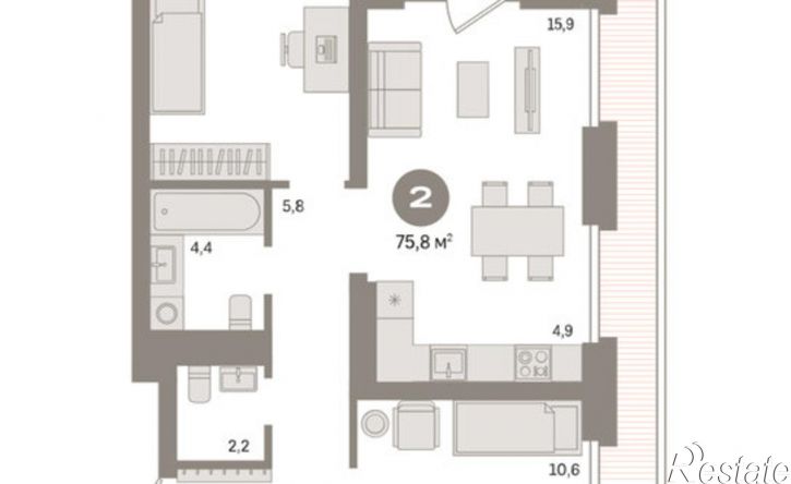 3-комн квартира Причальная улица, 9