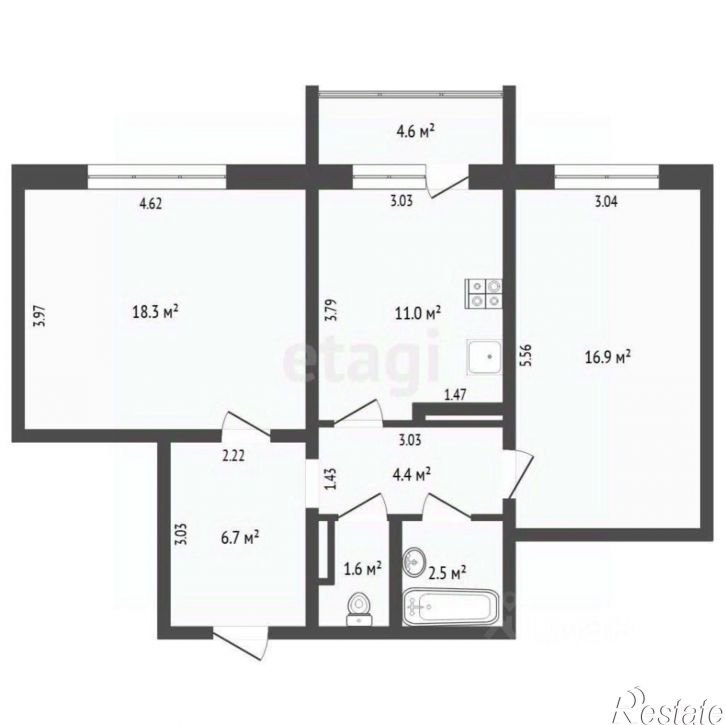 2-комн квартира ул Судоремонтная, 24,  д. 24