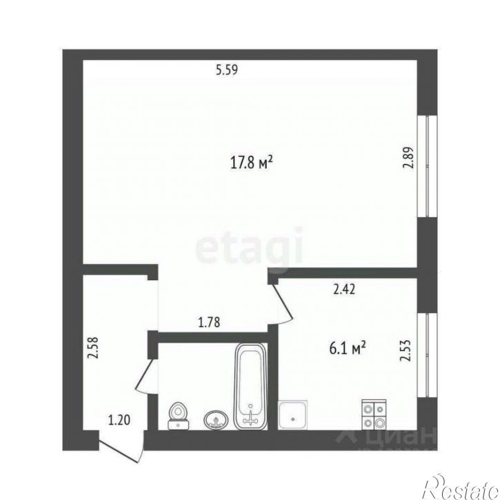 1-комн квартира ул Барнаульская, 34,  д. 34