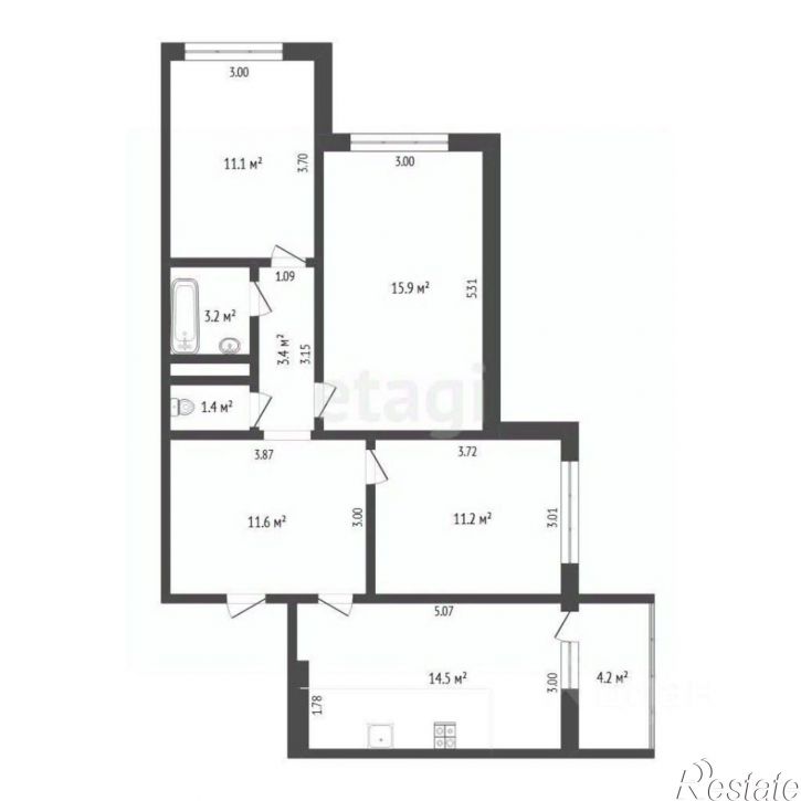 3-комн квартира ул Николая Зелинского, 24,  д. 24